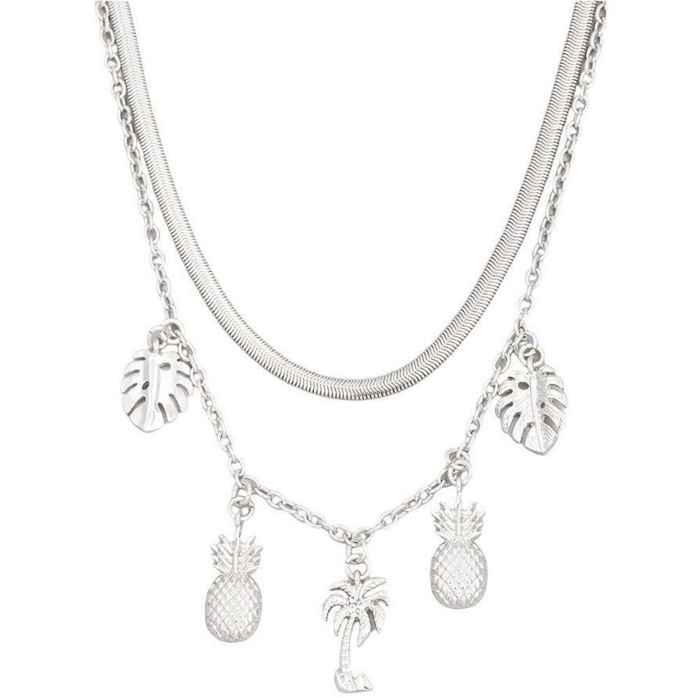 ✨ Tropical Paradise Layered Silver Charm Necklace ✨